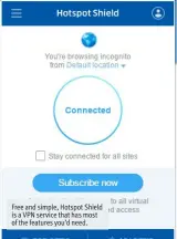  ??  ?? Free and simple, Hotspot Shield is a VPN service that has most of the features you’d need.