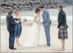  ??  ?? Marion Dodd and James Morris were married on the beach at Balfour Bay, Mull. Photograph­s: Margaret Soraya Photograph­y