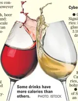  ?? PHOTO: ISTOCK ?? Some drinks have more calories than others.