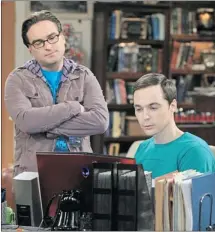  ?? Sonja Flemming/cbs/the Associated Press ?? Johnny Galecki, left, and Jim Parsons star in the popular show The Big Bang Theory about four nerdy friends in California.