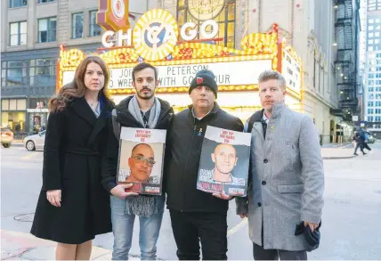  ?? (Lynn Persin) ?? FROM LEFT: AJC assistant director Susan Evans, Bar Rudaeff, Yaniv Yaakov, and the writer venture into the heart of Chicago, advocating for the release of Israeli hostages.