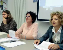  ?? (Rensi/Nardelli) ?? In sede Da sinistra Davide Ceol, Ivana Lorenzini e Giuliana Frigoli