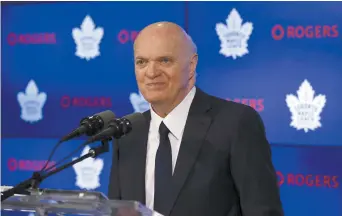  ?? - La Presse canadienne: Cole Burston ?? Lou Lamoriello avait rencontré les médias vendredi afin de faire le bilan de la dernière saison des Maple Leafs de Toronto.