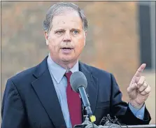  ?? [VASHA HUNT/AL.COM] ?? Doug Jones, the Democratic candidate for the U.S. Senate, is hurt in Alabama by his position favoring abortion rights.