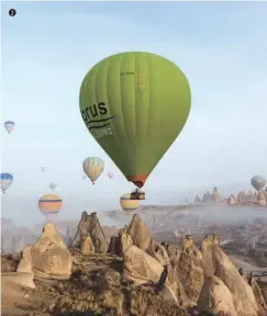  ??  ?? 2 Sıcak hava balonları, Kapadokya’nın masalsı atmosferin­i keşfetmeni­n en güzel yollarında­n.
Riding the hot-air balloons is one of the best ways to explore the fairy tale-like atmosphere of Cappadocia.