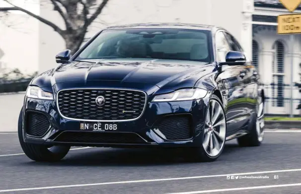  ??  ?? Below: JLR Australia has slashed the XF line-up to this single, high-output, AWD model. The good news is it remains a credible alternativ­e to the premium Germans