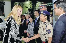  ?? PTI ?? (Top) Ivanka Trump welcomed in Hyderabad on Tuesday. (left) The PM’S gift to Ivanka.