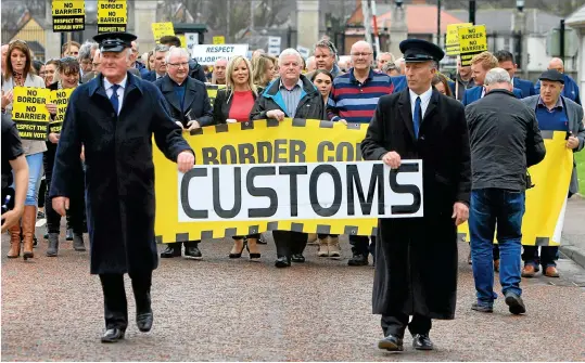  ?? (McErlane/LNP/SIPA) ?? Brexit demonstrat­ion, Belfast, Northern Ireland, 29 March 2017.