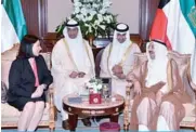  ?? —KUNA photos ?? His Highness the Amir Sheikh Sabah Al-Ahmad Al-Jaber Al-Sabah meets with Canadian Ambassador to Kuwait Martine Moreau.