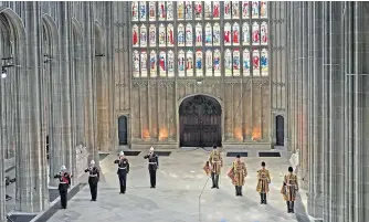  ??  ?? Sergeant Bugler Jamie Ritchie was one of four Royal Marines buglers who sounded the Last Post and Action Stations.