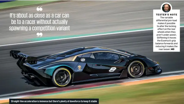  ??  ?? Straight-line accelerati­on is immense but there’s plenty of downforce to keep it stable