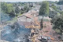  ?? KITCHENER FIRE DEPARTMENT ?? The house destroyed by an explosion in Kitchener on Wednesday morning is seen in an aerial photo from the Kitchener Fire Department.