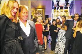  ?? Keelin Daly 2014 ?? Actress Uma Thurman (left) joins Restoratio­n Hardware CEO Gary Friedman at the 2014 grand opening of an RH design gallery in Greenwich, Conn.