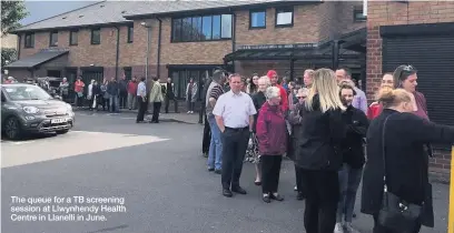  ??  ?? The queue for a TB screening session at Llwynhendy Health Centre in Llanelli in June.