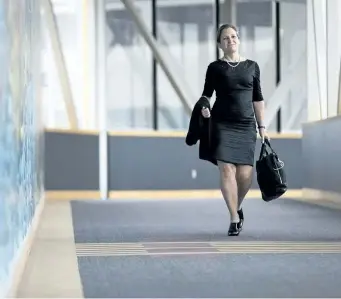  ?? GEOFF ROBINS/THE CANADIAN PRESS ?? Foreign Affairs Minister Chrystia Freeland arrives for a cabinet retreat in London, Ont., on Thursday.