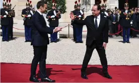  ??  ?? The former French president François Hollande (right) and his successor Emmanuel Macron in 2017. Both leaders studied at ENA. Photograph: Eric Feferberg/AFP via Getty