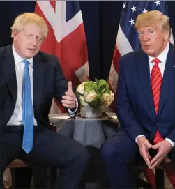  ??  ?? The PM meets Donald Trump, who backed Mr Johnson’s bid to lead the Tories