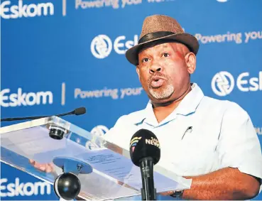  ?? Picture: Sebabatso Mosamo ?? Eskom board chair Jabu Mabuza during the announceme­nt of the power utility’s interim results.