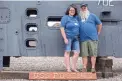  ??  ?? Dorothy and Allan Mowbray pose for a portrait at the Papago Park Military Reservatio­n during a reunion for veterans of the USS Phoenix.