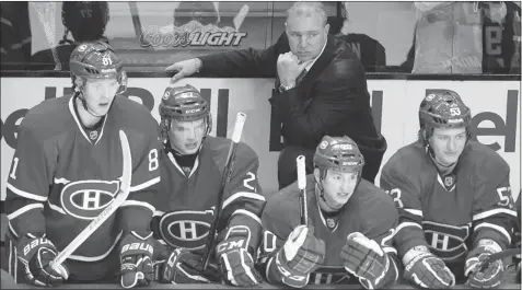 ?? JOHN KENNEY/ THE GAZETTE ?? Canadiens coach Michel Therrien watches from the bench during Saturday night’s loss. “The execution wasn’t there,” he said.