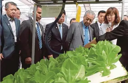  ?? BERNAMA PIC ?? Prime Minister Tun Dr Mahathir Mohamad paying a visit to the National Agricultur­al Science and Technology Innovation Park in Beijing yesterday. With him is Agricultur­e and Agro-based Industry Minister Datuk Salahuddin Ayub (left).