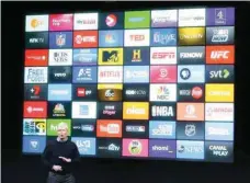  ?? — Reuters ?? Apple CEO Tim Cook speaks about the Apple TV during an event at Apple headquarte­rs in Cupertino, California.