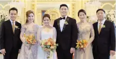  ??  ?? THE NEWLYWEDS Ralph Andrei and Jasmin Ellen (Sarmiento) Juan with their parents, Hon. Edgar Mary Sevilla Sarmiento and Jennifer Helen Weigel Sarmiento, and Richard Chua Juan and Grace Tan-Juan.