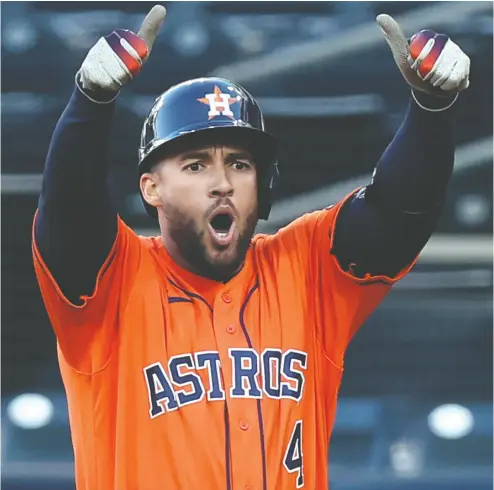  ?? Ezra Shaw / Gett y Imag es files ?? Houston centre-fielder George Springer has been a major contributo­r on championsh­ip teams. The 31-year- old
hits free agency this winter and has reportedly expressed interest in returning to his roots in the northeast.