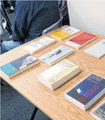  ?? Sue Deschene ?? This is the set of poetry books in the Gloria Hanief Poetry Collection donated by the Shelburne County Arts Council at last year’s poetry slam.