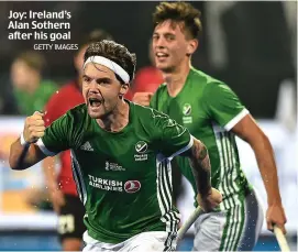  ?? GETTY IMAGES ?? Joy: Ireland’s Alan Sothern after his goal