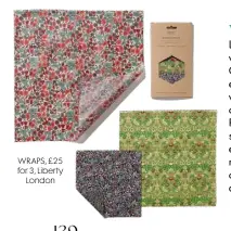  ??  ?? WRAPS, £25 for 3, Liberty London