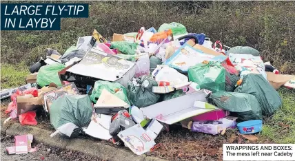  ??  ?? IN LAYBY
WRAPPINGS AND BOXES: The mess left near Cadeby