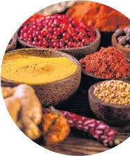  ?? 123 RF ?? The diversity of the Indian table is enriched by its wealth of spices.