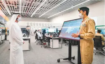  ?? WAM ?? Shaikh Mohammad Bin Rashid Al Maktoum was briefed on the coordinati­on mechanisms used by the teams based at the operations centre during his tour yesterday.