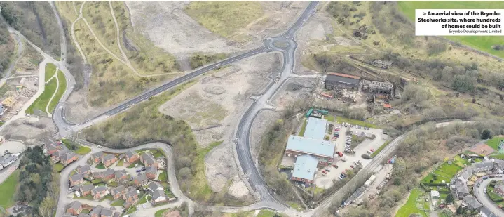  ?? Brymbo Developmen­ts Limited ?? > An aerial view of the Brymbo Steelworks site, where hundreds of homes could be built