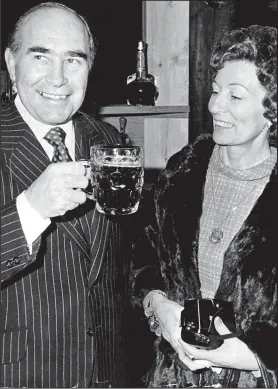  ??  ?? Pride: Sir Alf and wife Victoria in 1979 at a Kent pub named after him