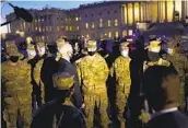  ?? ALEX BRANDON AP ?? Vice President Mike Pence speaks to National Guard troops outside the U.S. Capitol on Thursday.