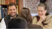  ?? — PTI ?? Congress chief Sonia Gandhi and party vice- president Rahul Gandhi at the Congress Working Committee meeting at 10, Janpath in New Delhi on Monday.