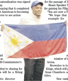  ?? PHOTOGRAPH COURTESY OF SENATE ?? JUSTIN Brownlee is now eligible to play for Gilas Pilipinas in major internatio­nal events.