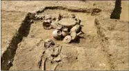  ?? PTI ?? Excavation site RGR 7 of Archeologi­cal Survey of India, where 60 skeletons have been found in the previous excavation­s, at Rakhigarhi