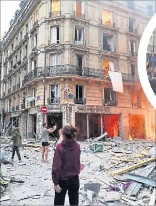  ??  ?? The aftermath of a suspected gas explosion at a Paris bakery which killed three