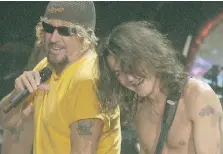  ?? GREG PENDER/FILES ?? Sammy Hagar, left, seen with Eddie Van Halen, has been on-again, off-again with the band since 1985.