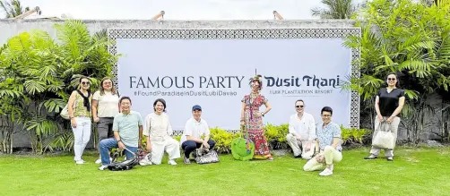  ??  ?? Marissa Tambunting, Rocio Pantaleon, Ralby Tambunting, Millet Lorenzo, Anton Barretto, Sea Princess, Dusit Thani Lubi Plantation Resort hotel manager Christoph Kuch, Tessa Alindogan and Ana Katigbak Lim