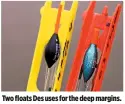  ??  ?? Two floats Des uses for the deep margins.