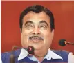  ?? PHOTO: PTI ?? Union Minister for Road Transport, Highways and Shipping Nitin Gadkari at a function on the occasion of “Internatio­nal Labour Day” in New Delhi on Tuesday