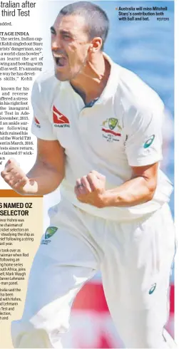  ?? REUTERS ?? Australia will miss Mitchell Starc’s contributi­on both with ball and bat.