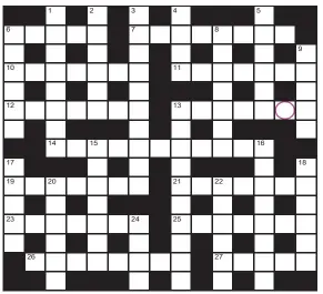  ?? ?? PLAY our accumulato­r game! For your chance to win a Cross ballpoint pen, solve the crossword to reveal the letter in the pink circle. If you have been playing since Monday, you should now have a five-letter word. To enter, call 0901 133 4423 and leave your answer and details. Or text 65700 with the word FIVE and your answer and name.
n TEXTS and calls cost 50p plus standard network charges. One winner chosen from all correct entries received between 00.01 today and 23.59 this Sunday. UK residents aged 18+ excl NI. Full terms apply, see Page 62.