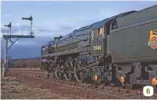  ?? BARRY MOUNSEY ?? 6: Britannia sits in the Down sidings at Hellifield after failing with leaking tubes on the ‘Cumbrian Mountain Express’ on March 1 1997. It was repaired for some further steamings at the Keighley & Worth Valley Railway, but this proved to be its last...