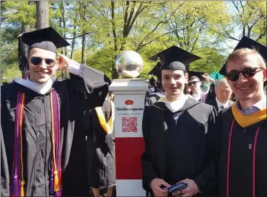  ?? PAUL POST -MEDIANEWS GROUP ?? The Class of 2019 has 622 graduates including Parker Dinsmore, Zachary Altman and Ian Carter, left to right.