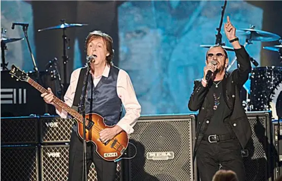  ??  ?? Moving music: When Paul McCartney and ringo Starr reunited at the Grammy awards last month, baby boomers were thrilled to say the least.